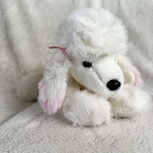 Animal Alley White Poodle Dog Pink Tip Ears 12" Plush Stuffed Toys R Us Puppy
